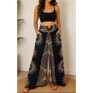 Boho Mandala Wide-Leg Pants